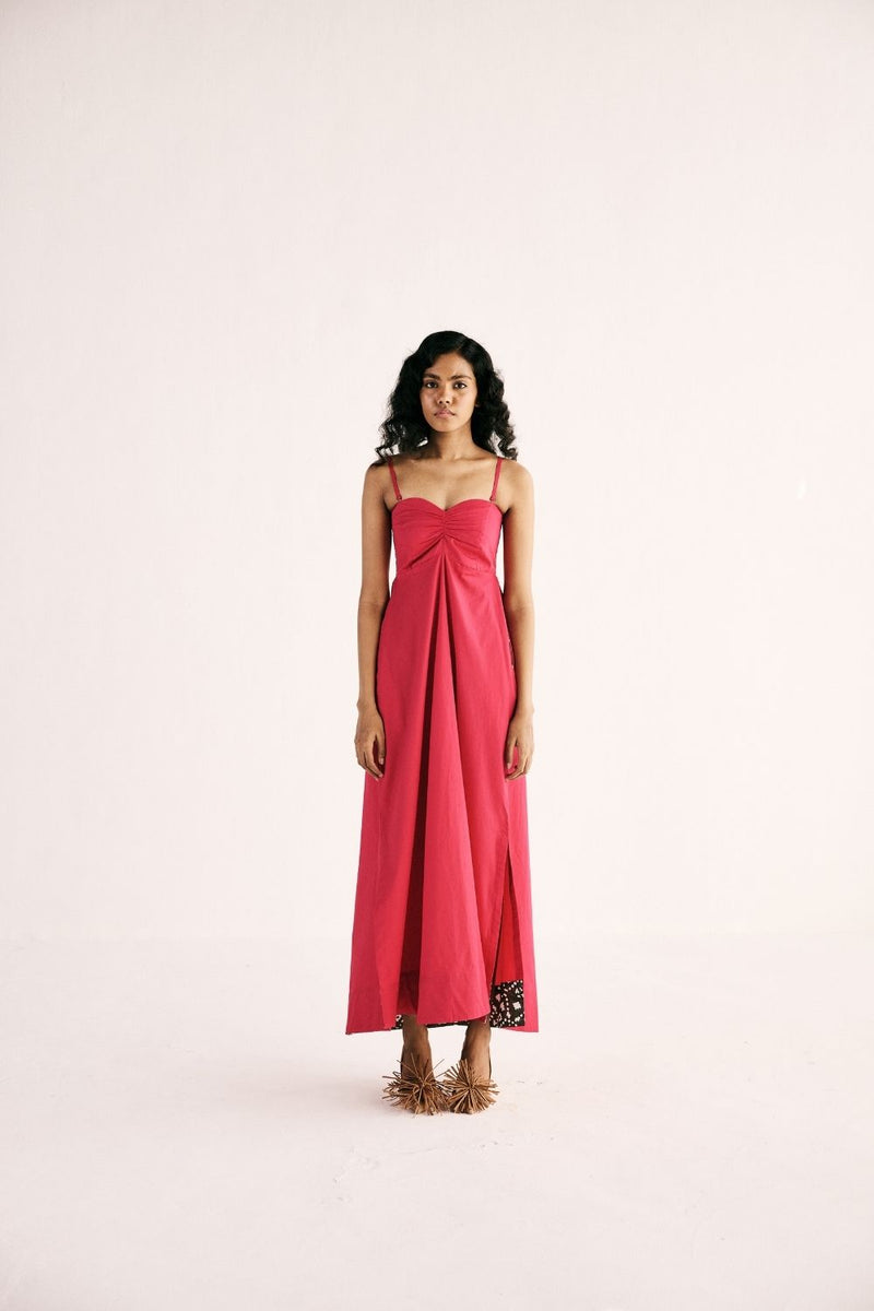FUCHSIA FLAME GOWN poplin by Khara Kapas in pink for women in Singapore