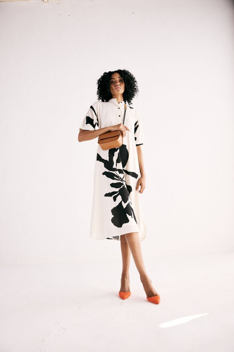 MOONLIT FLORA DRESS cotton by Khara Kapas in white for women in Singapore