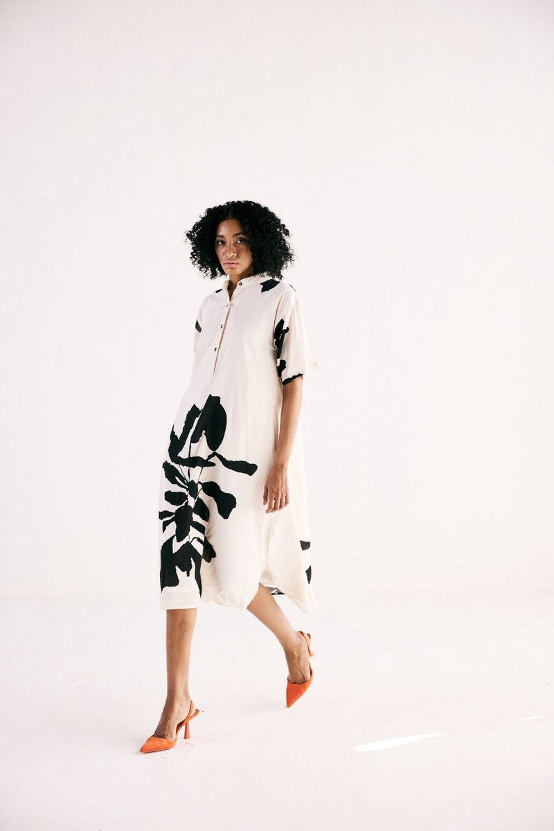 MOONLIT FLORA DRESS cotton by Khara Kapas in white for women in Singapore