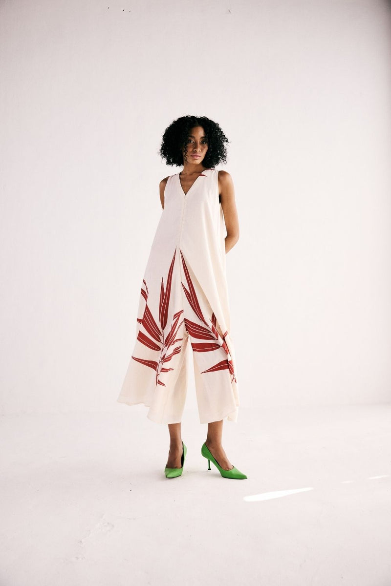 ELYSIAN FERN JUMPSUIT cotton by Khara Kapas in white for women in Singapore