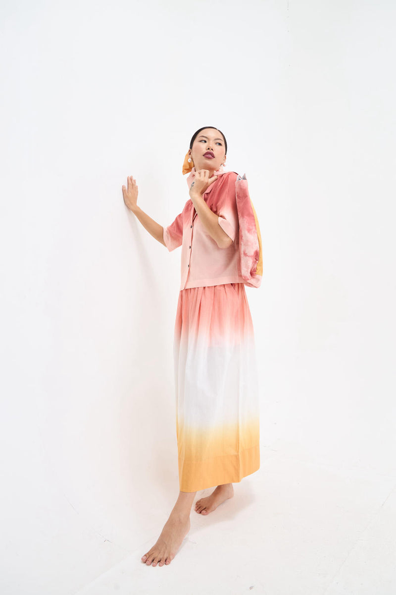 OMBRE SKIRT TOP SET cotton by Aavidi for women in Singapore