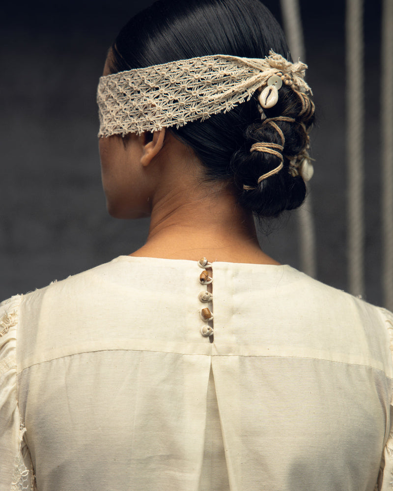 Ivory Khadi Silk Fringing Column Dress khadi silk dress by Kritika Murarka in ivory for women in Singapore