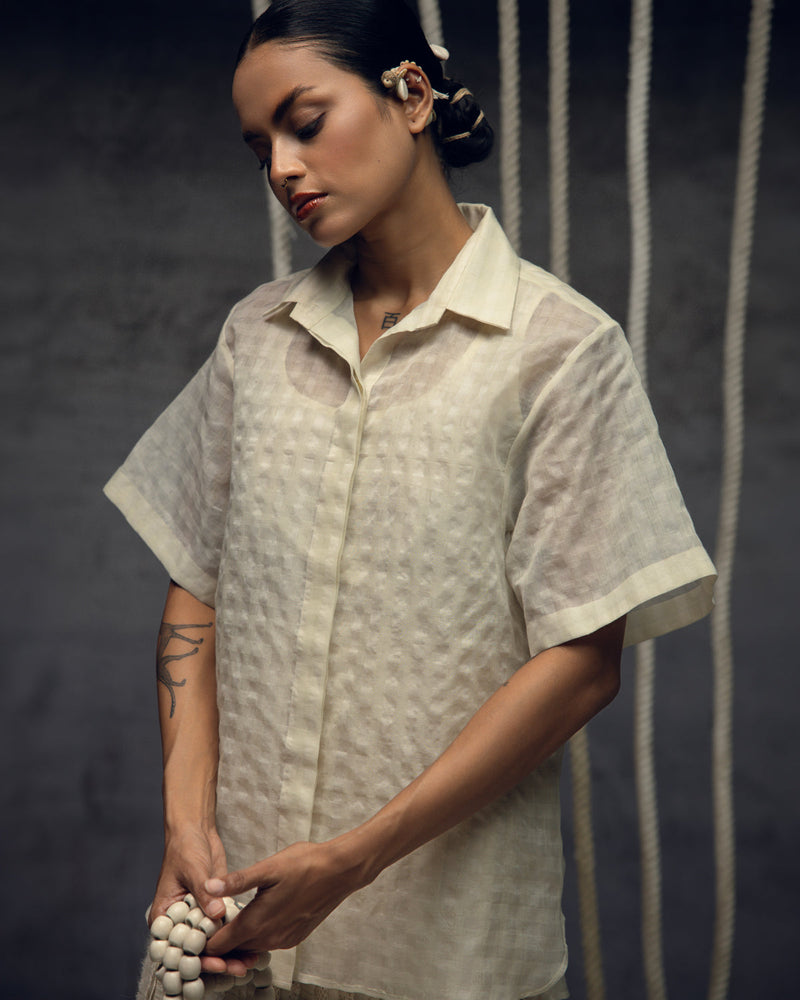 Ivory Khadi Silk Fringing Skirt khadi silk skirt by Kritika Murarka in ivory for women in Singapore