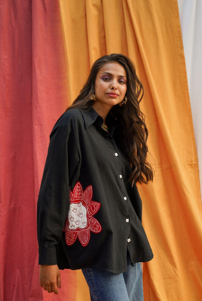 Kokum shirt cotton by JodiLife in black for women in Singapore