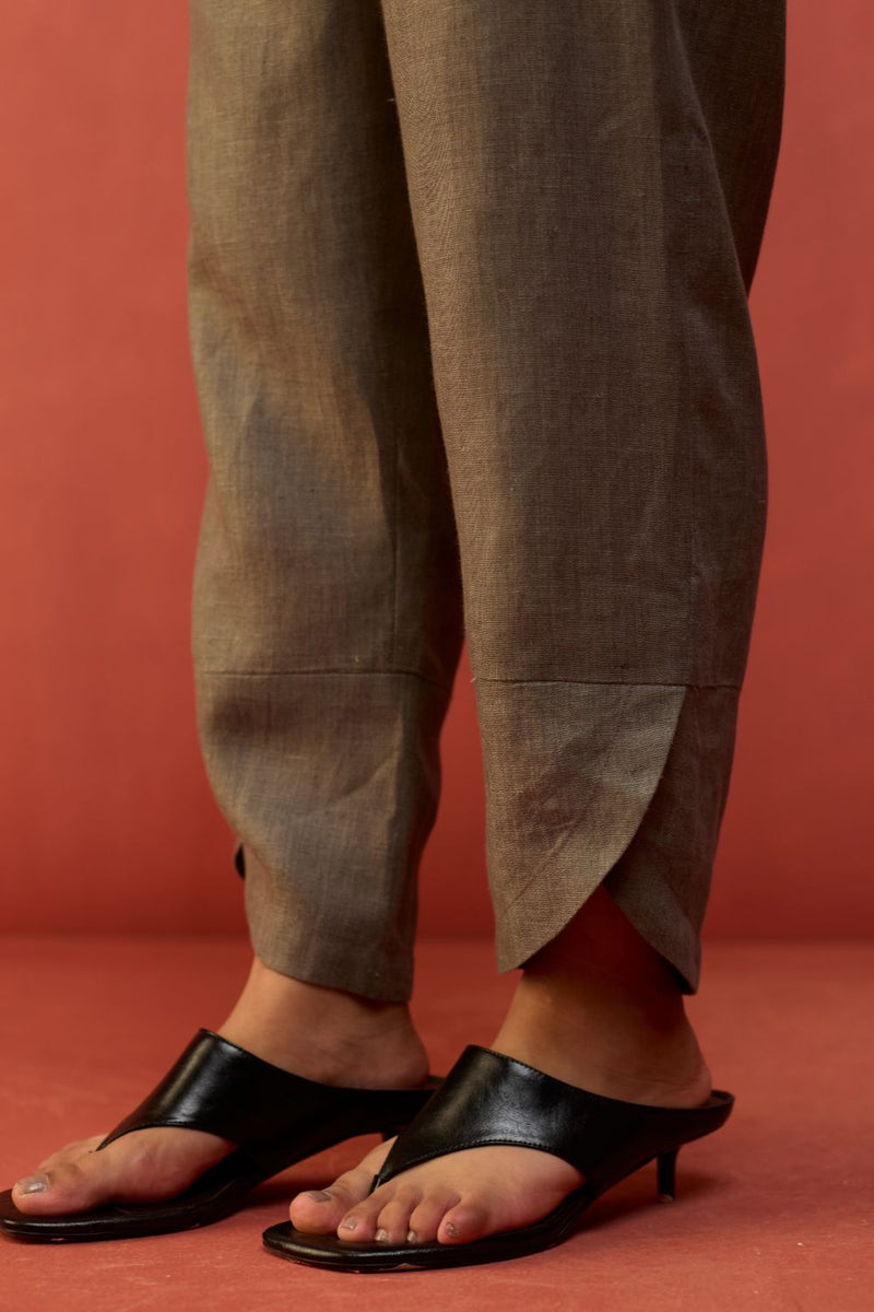 Etsu Yoke Linen Kurta Set - Grey by Manan for in Singapore