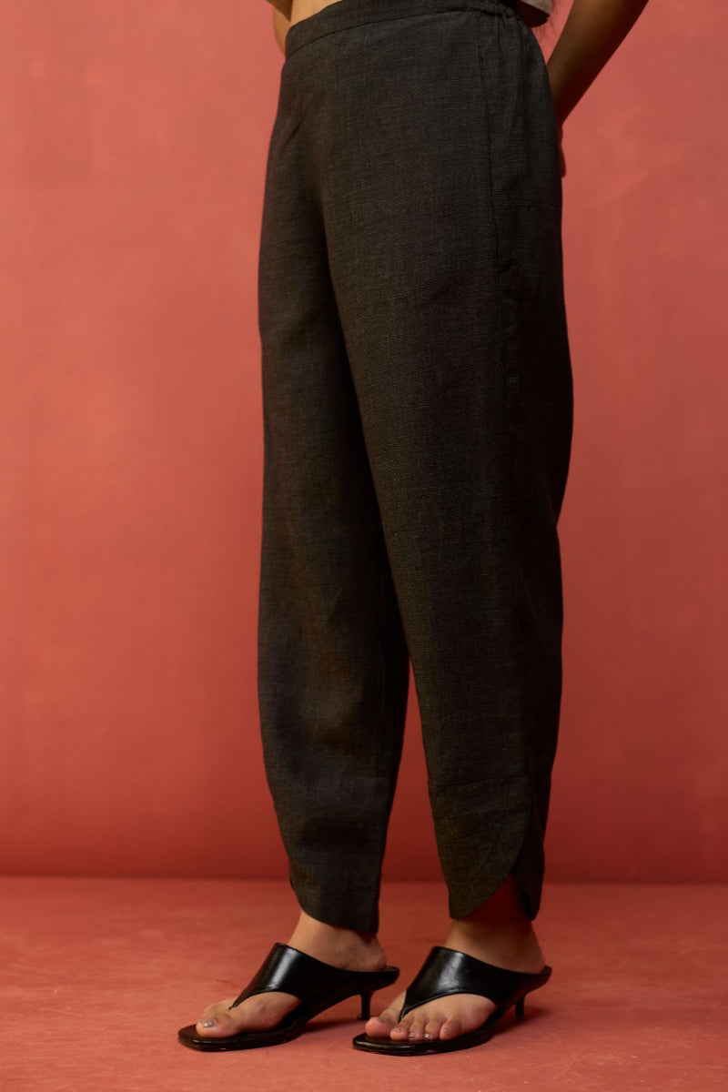 Etsu Yoke Linen Kurta Set - Grey by Manan for in Singapore