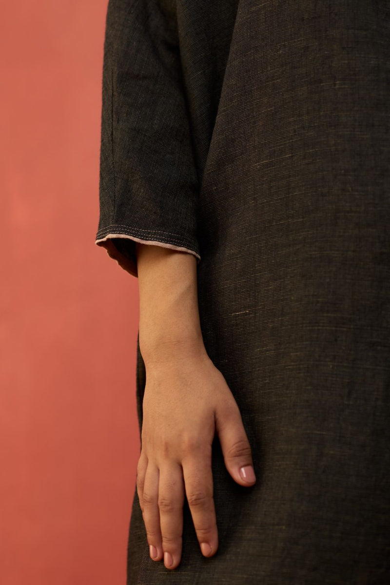 Etsu Yoke Linen Kurta Set - Grey by Manan for in Singapore