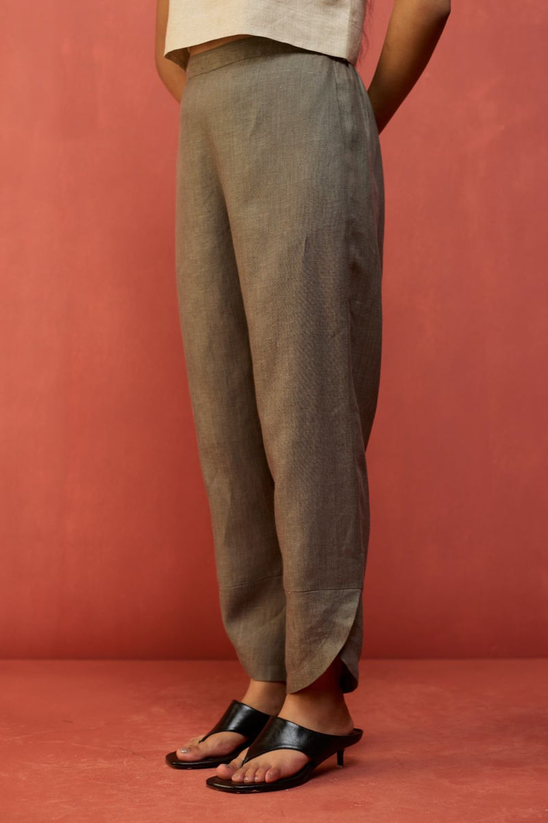 Etsu Yoke Linen Kurta Set - Grey by Manan for in Singapore