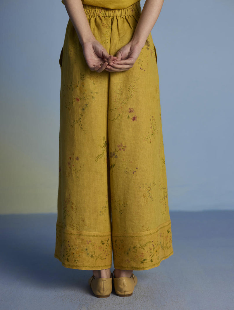 Para Hand-Embroidered Linen Kurta Set - Ochre linen by Manan for women in Singapore