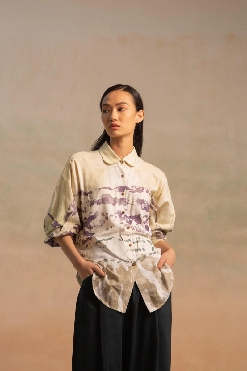 Kiera Shirt - Ocean Print cotton Top & Tunics,Shirt by CORD for women in Singapore