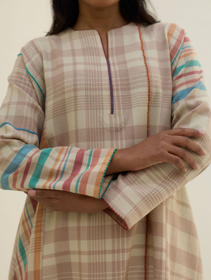 Daphne Merino Wool Kurta - Beige by Manan in beige color for women in Singapore