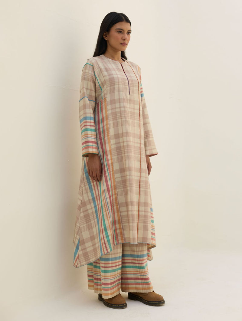 Daphne Merino Wool Kurta Set - Beige by Manan in beige color for women in Singapore