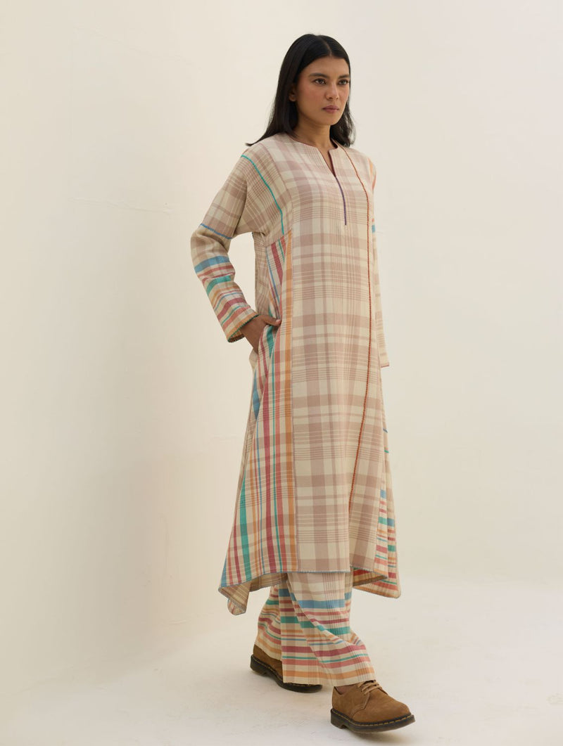 Daphne Merino Wool Kurta - Beige by Manan in beige color for women in Singapore