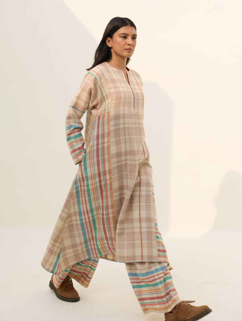 Daphne Merino Wool Kurta - Beige by Manan in beige color for women in Singapore