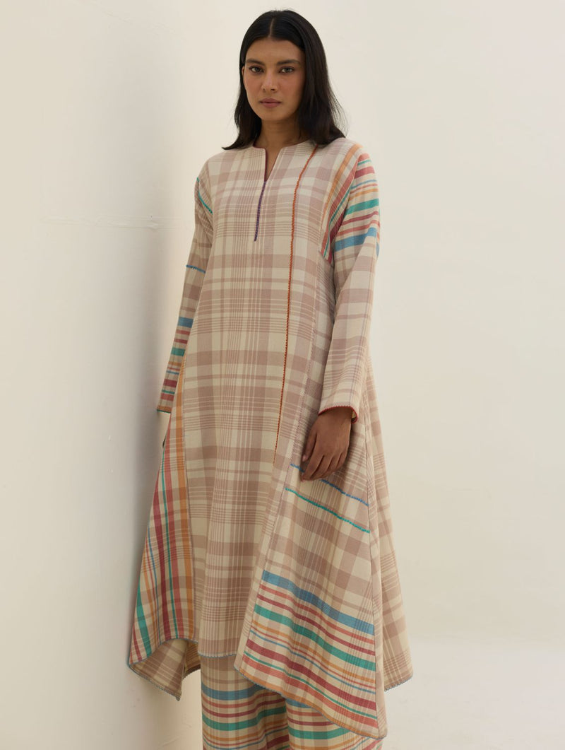 Daphne Merino Wool Kurta Set - Beige by Manan in beige color for women in Singapore