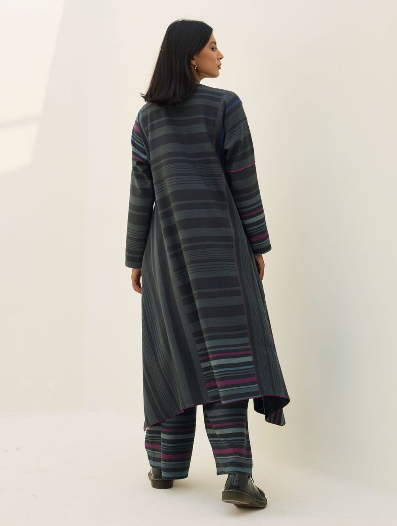 Daphne Merino Wool Kurta Set - Charcoal by Manan in charcoal color for women in Singapore