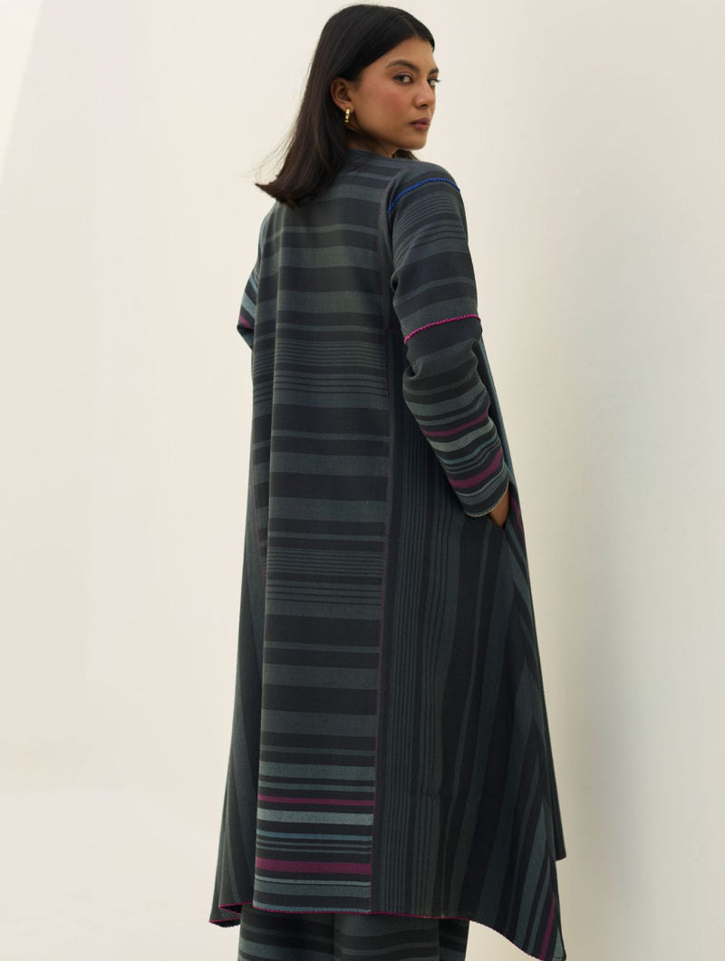Daphne Merino Wool Kurta Set - Charcoal by Manan in charcoal color for women in Singapore
