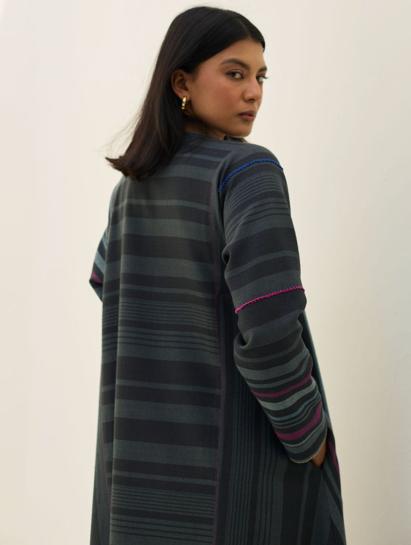 Daphne Merino Wool Kurta Set - Charcoal by Manan in charcoal color for women in Singapore