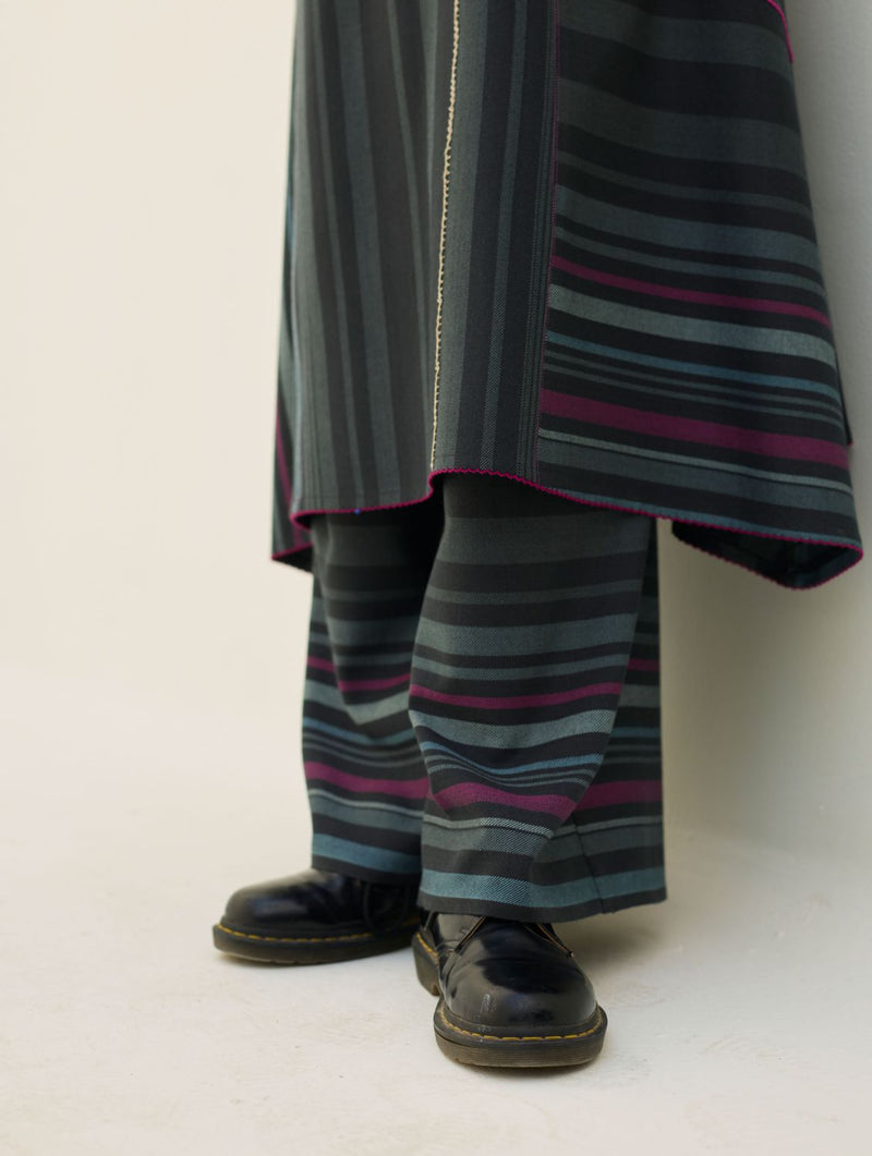 Daphne Merino Wool Kurta - Charcoal by Manan in charcoal color for women in Singapore