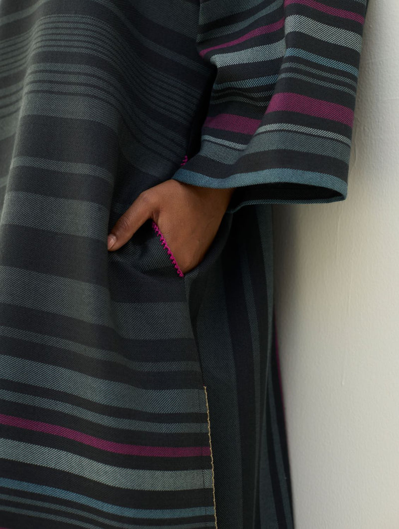 Anette Pheran Merino Wool Kurta - Charcoal by Manan in charcoal color for women in Singapore