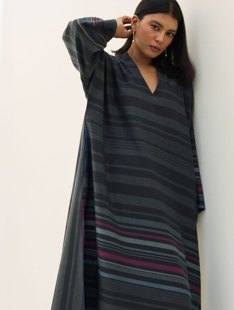 Anette Pheran Merino Wool Kurta Set - Charcoal by Manan in charcoal color for women in Singapore