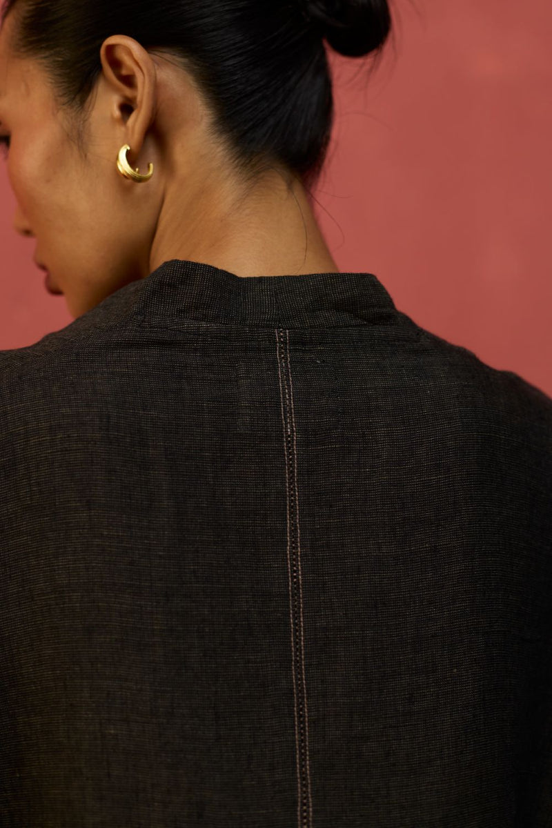 Hoshi Linen Top - Charcoal by Manan for in Singapore