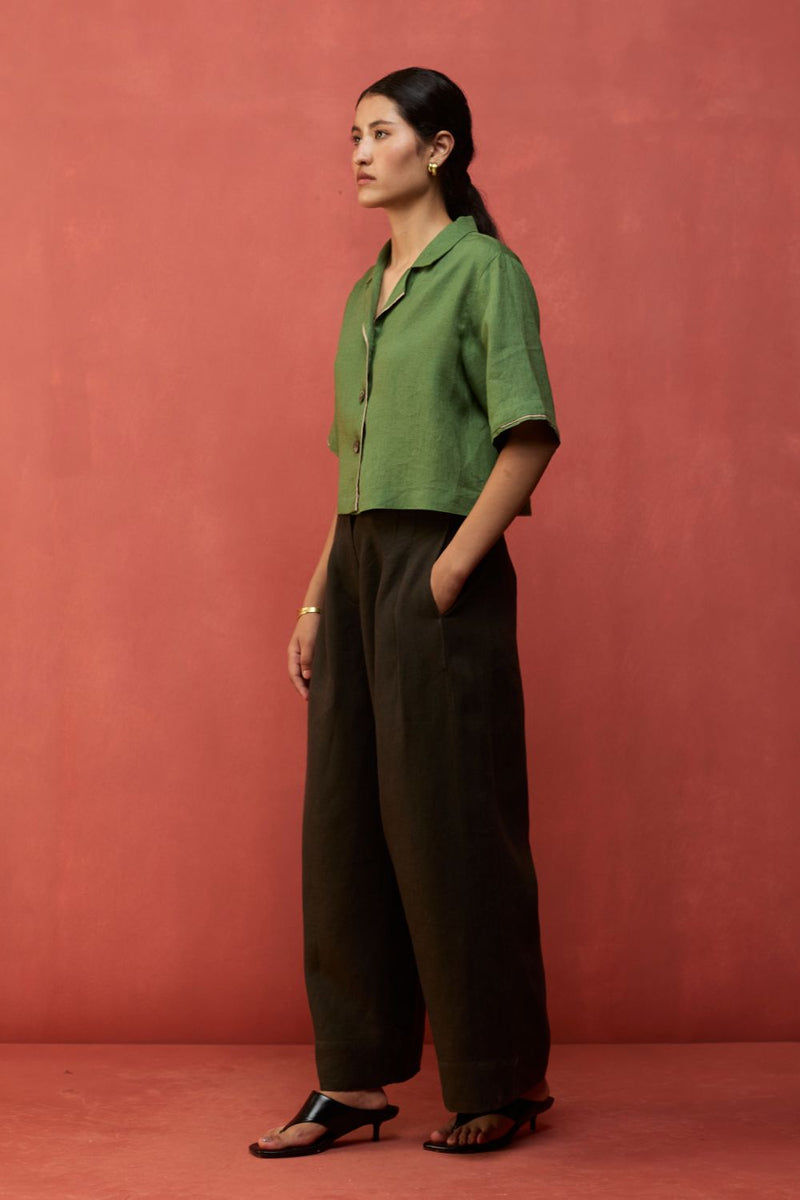 Emma Relaxed Fit Linen Pants - Charcoal by Manan for in Singapore