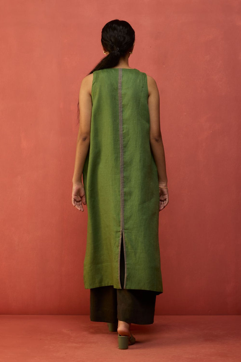 Rohe Sleeveless Linen Tunic - Fern Green by Manan for in Singapore