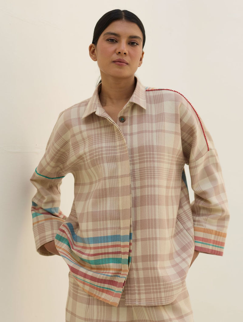Ellen Dolman Sleeve Co-ord Set - Beige by Manan in beige color for women in Singapore
