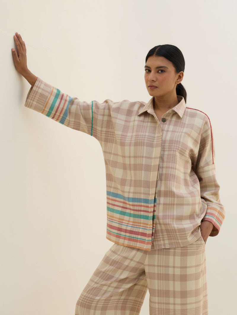 Ellen Dolman Sleeve Shirt - Beige by Manan in beige color for women in Singapore