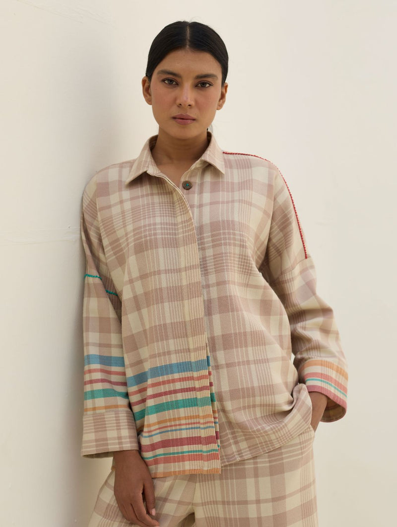 Ellen Dolman Sleeve Co-ord Set - Beige by Manan in beige color for women in Singapore