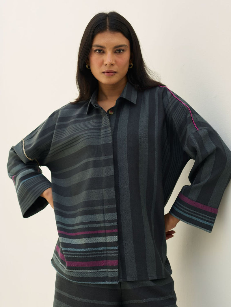 Ellen Dolman Sleeve Co-ord Set - Charcoal by Manan in charcoal color for women in Singapore