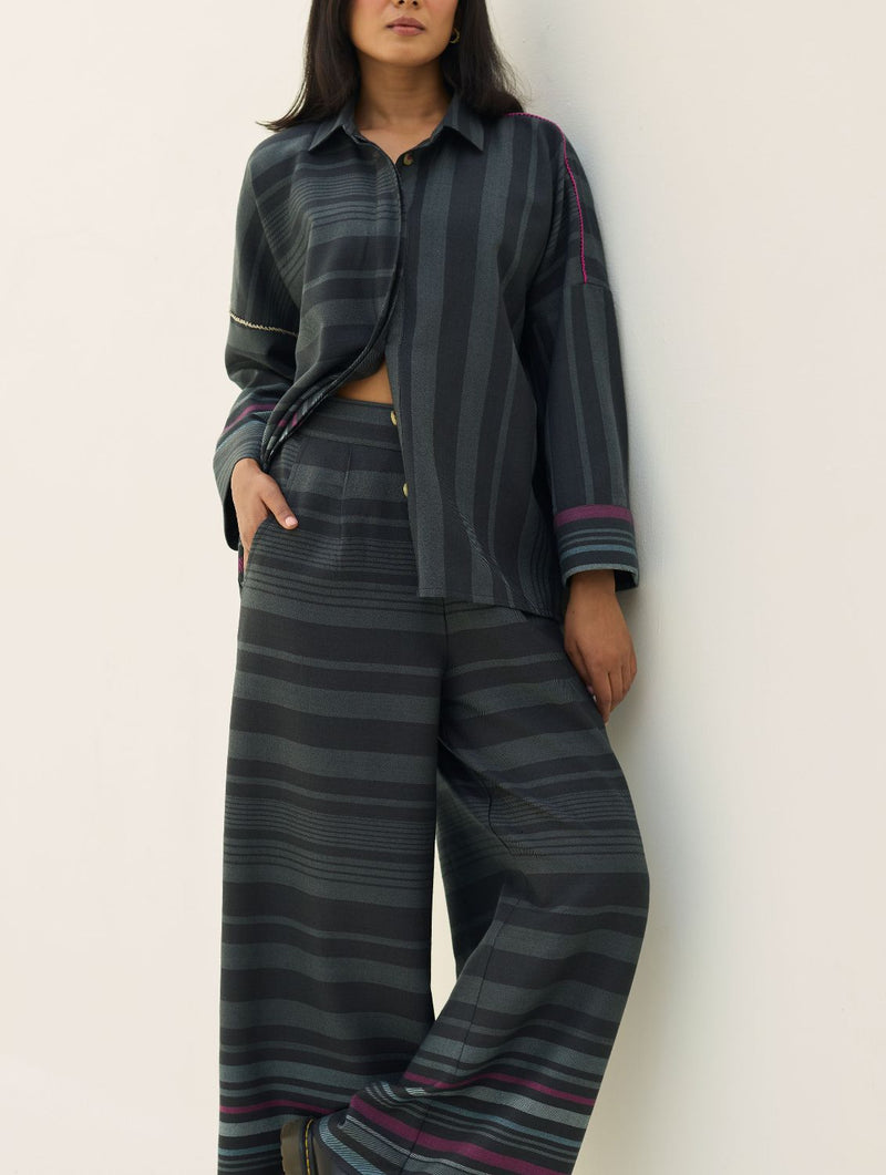 Ellen Dolman Sleeve Co-ord Set - Charcoal by Manan in charcoal color for women in Singapore