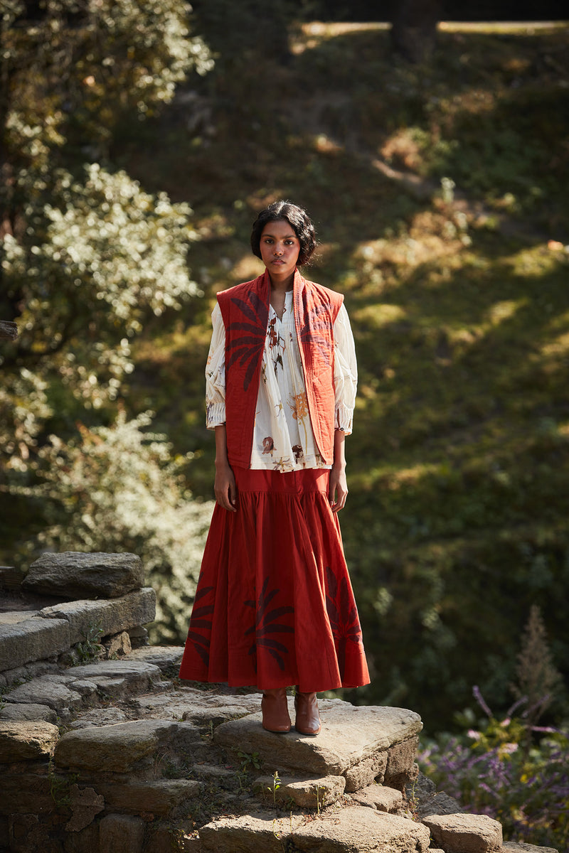 Rustic Reverie Co-ord set cotton by Khara Kapas in red for women in Singapore
