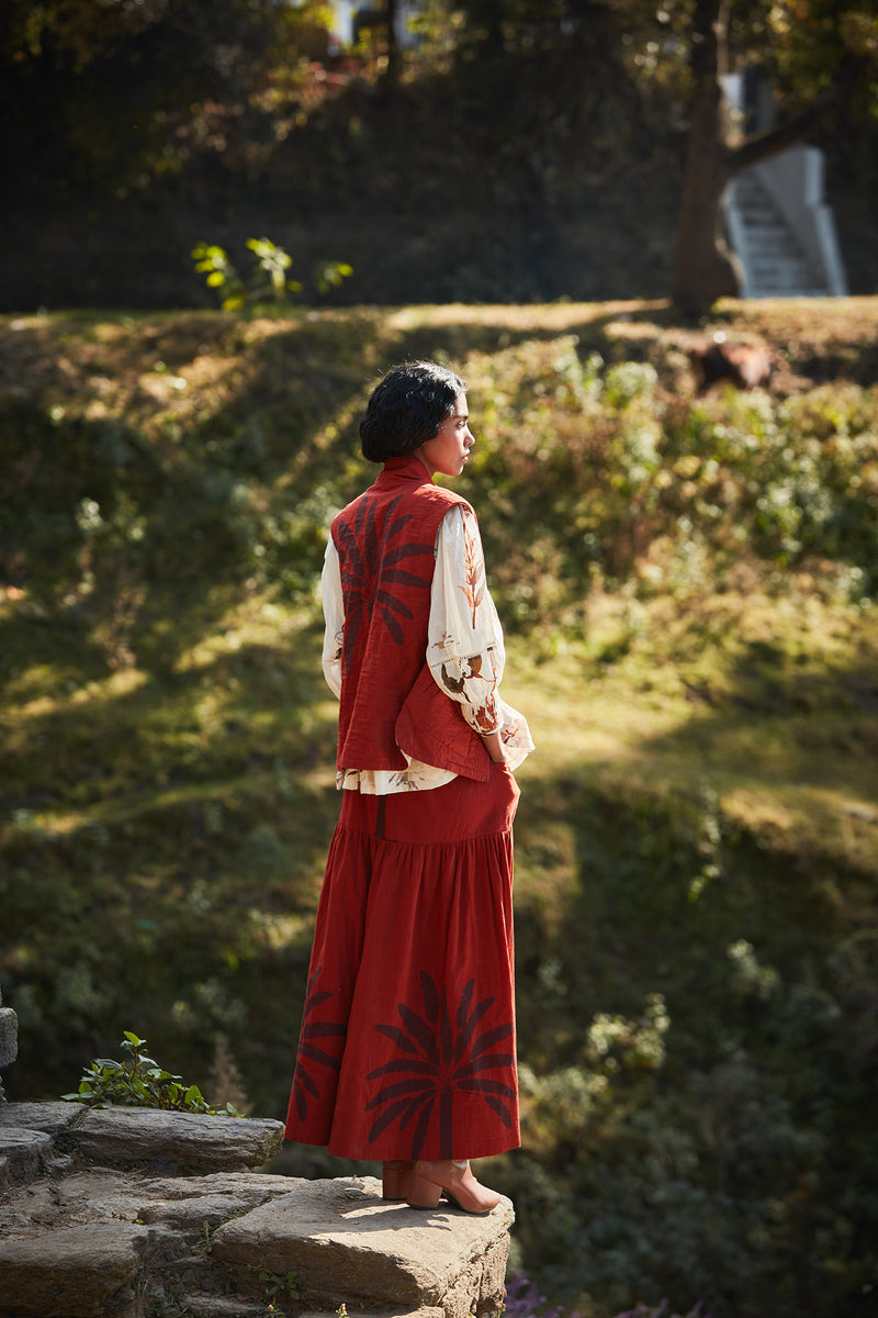 Rustic Reverie Co-ord set cotton by Khara Kapas in red for women in Singapore