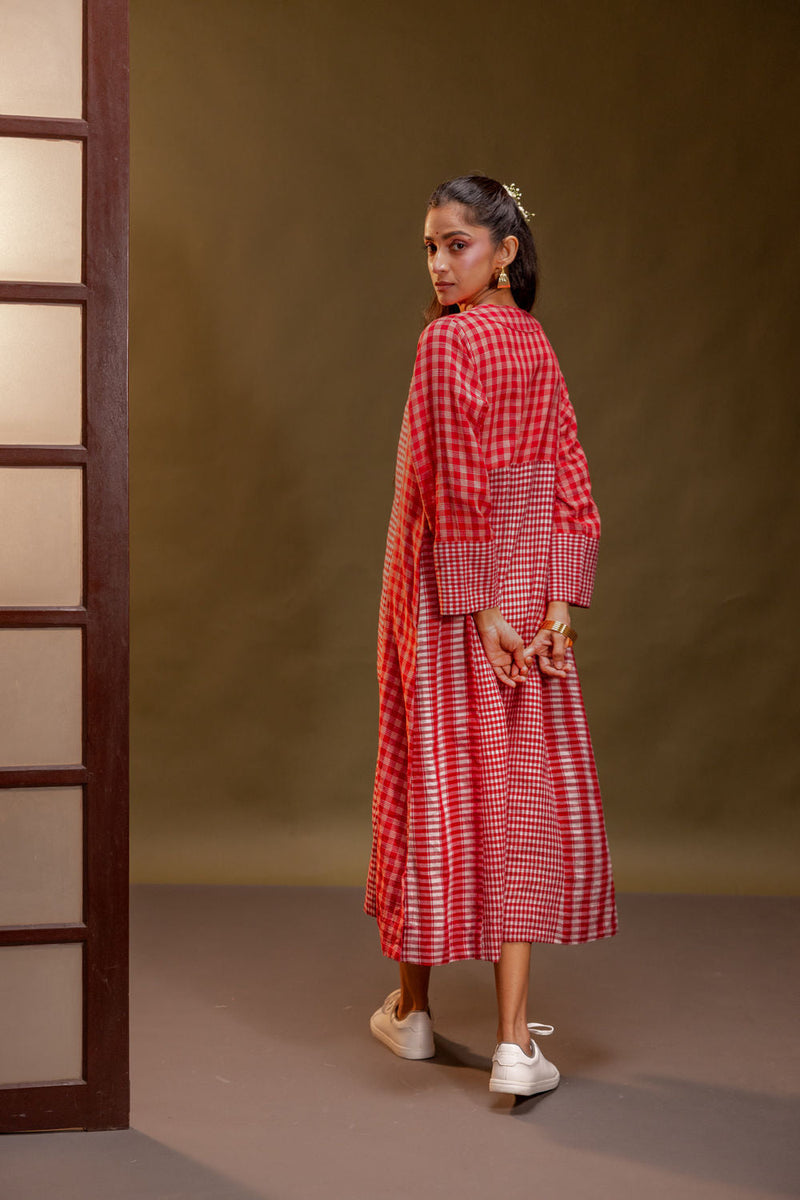 Reverie Kurta gamcha dress by 145 East in red for women in Singapore