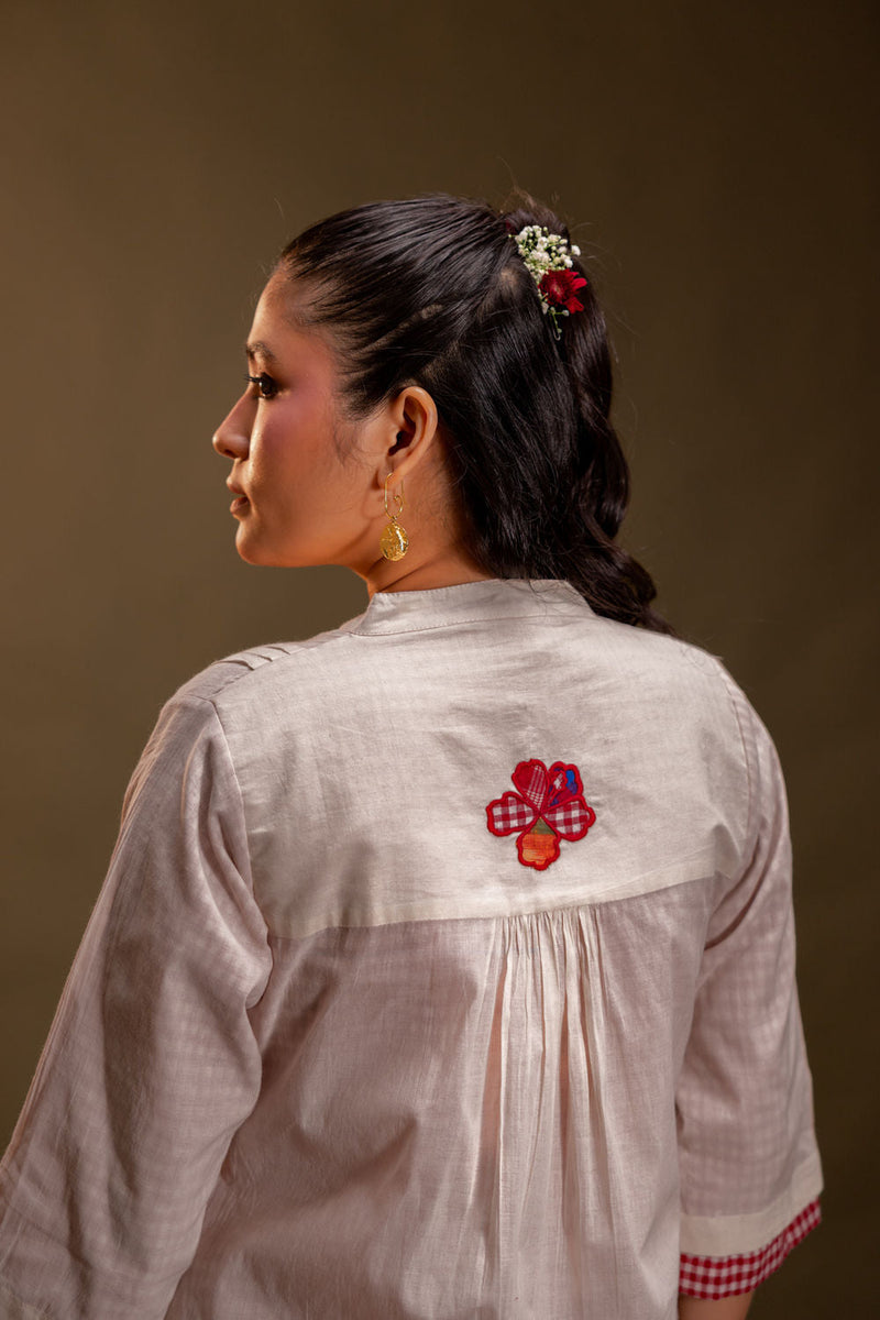 Raindance Dress + Palazzo (Set) cotton, gamcha co-ord set by 145 East in red, white for women in Singapore