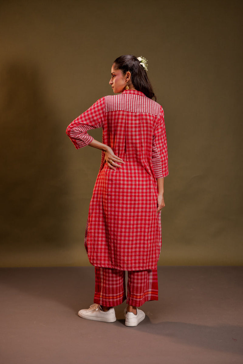 Rituals Kurta gamcha dress by 145 East in red for women in Singapore