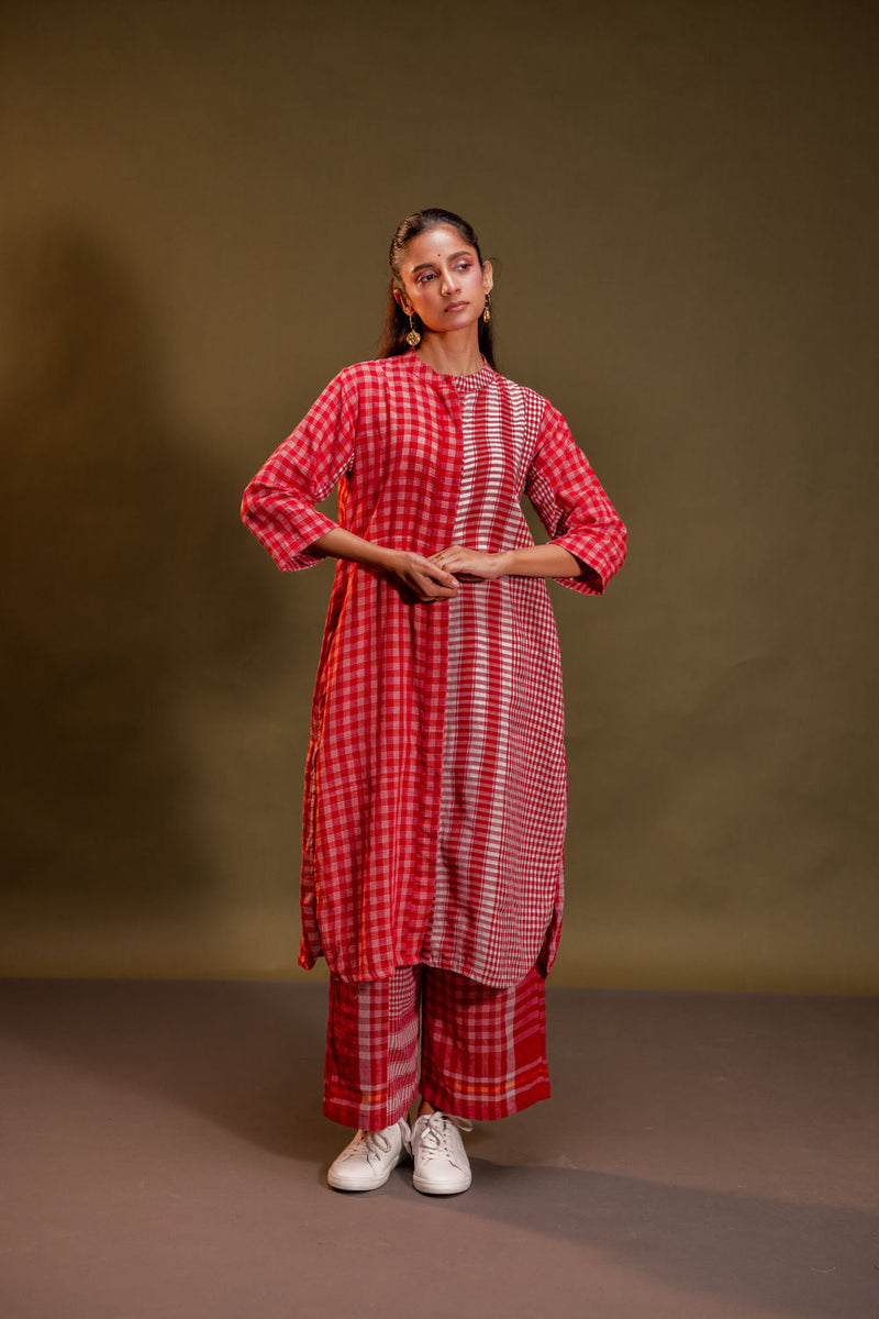 Rituals Kurta gamcha dress by 145 East in red for women in Singapore