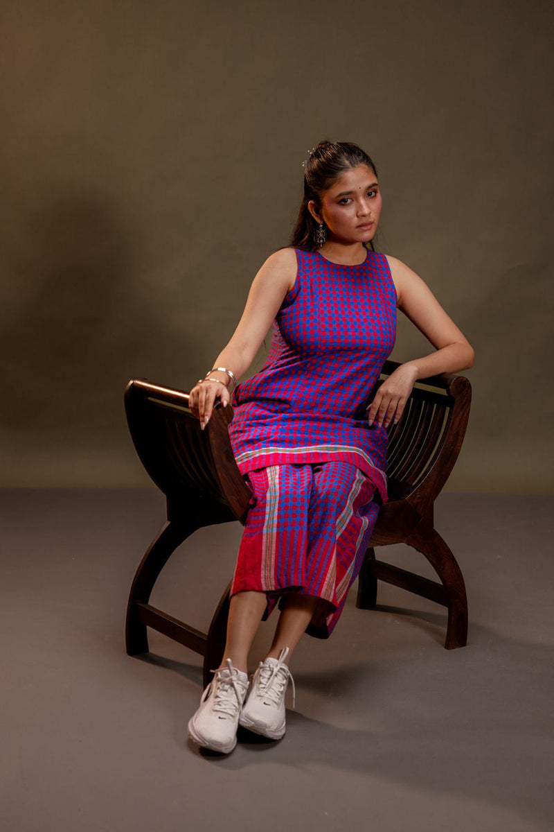 Willow Dress + Palazzo (Set) gamcha co-ord set by 145 East in red, purple for women in Singapore