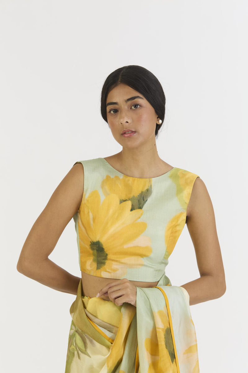 LEMONADE BLOUSE (ZERO NECK) silk by Yam in yellow color for women in Singapore
