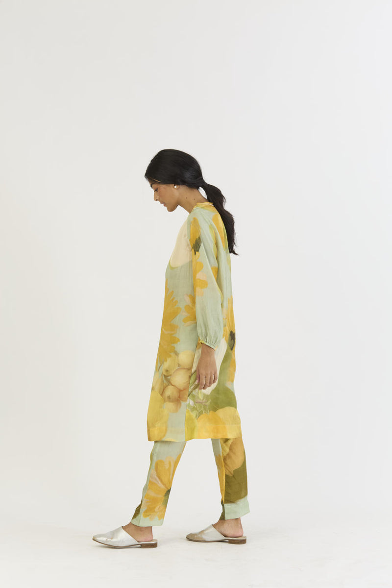 LEMONADE SILK KURTA SET silk by Yam in yellow color for women in Singapore