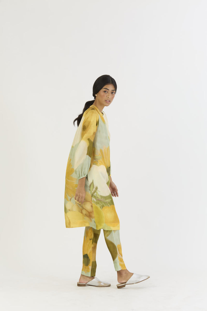 LEMONADE SILK KURTA SET silk by Yam in yellow color for women in Singapore