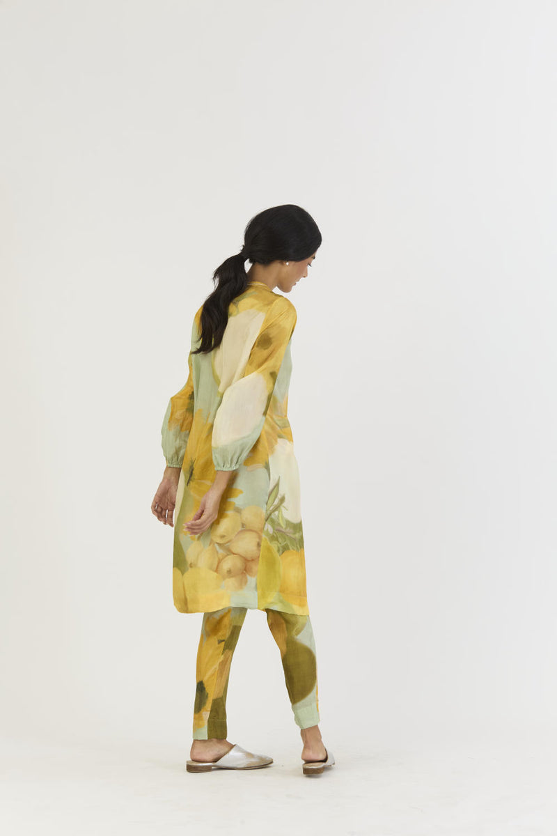 LEMONADE SILK KURTA SET silk by Yam in yellow color for women in Singapore