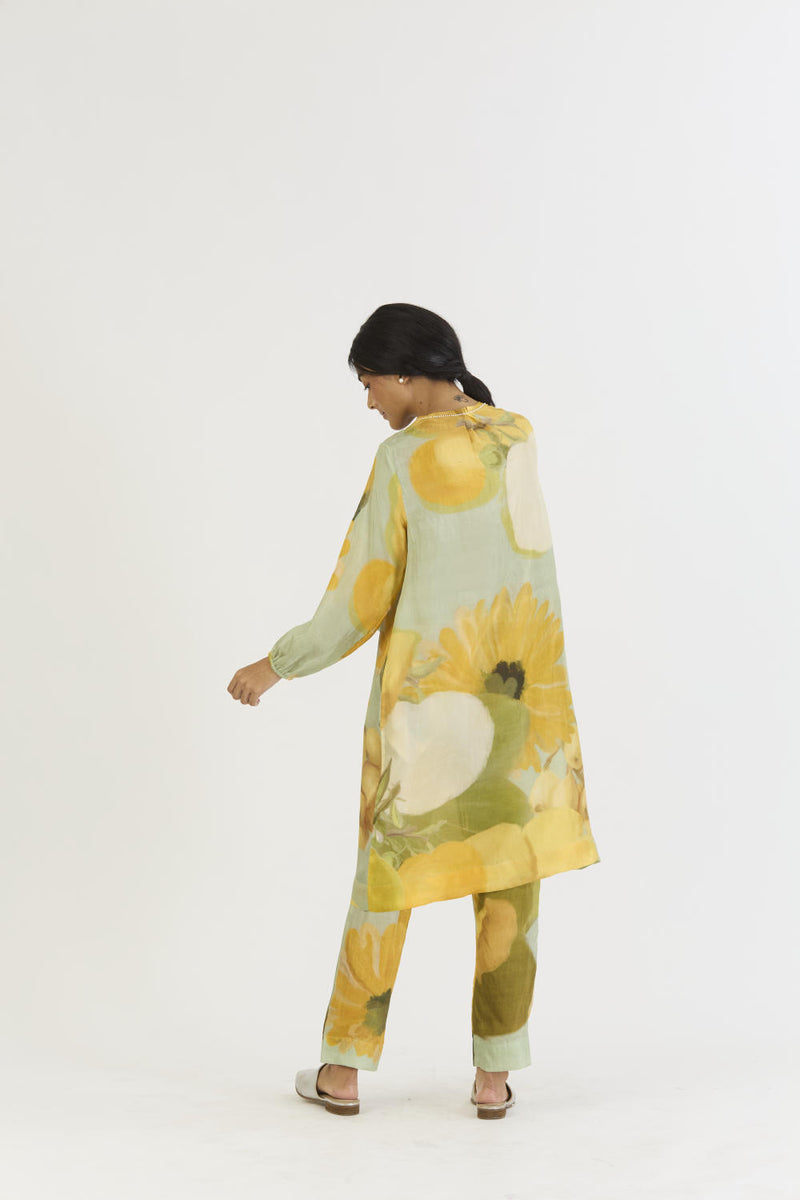 LEMONADE SILK KURTA SET silk by Yam in yellow color for women in Singapore