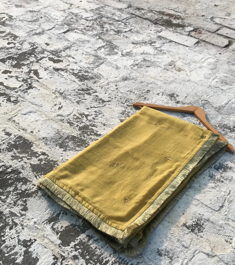 Sunehri Dupatta Dupattas by Khara Kapas in yellow for women in Singapore