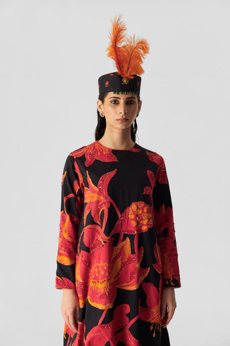 LIAN EMBROIDERED KURTA SET satin by Yam in multi color for women in Singapore