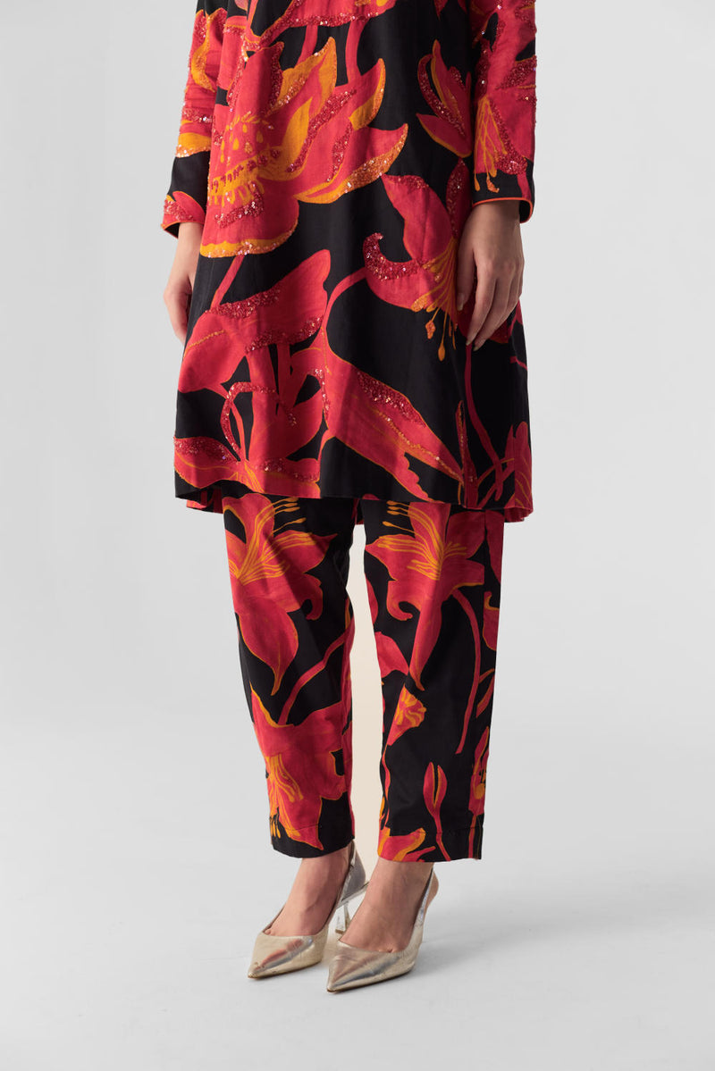 LIAN EMBROIDERED KURTA SET satin by Yam in multi color for women in Singapore