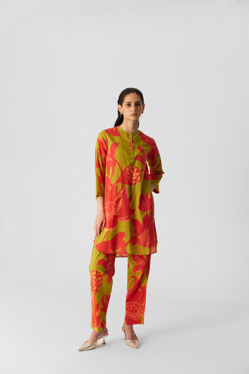 LIAN LIME COTTON KURTA SET cotton by Yam in multi color for women in Singapore