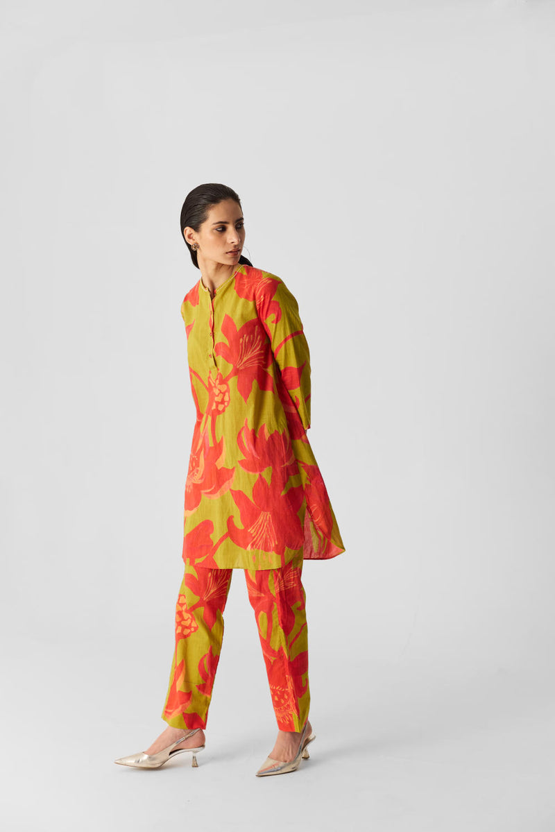 LIAN LIME COTTON KURTA SET cotton by Yam in multi color for women in Singapore
